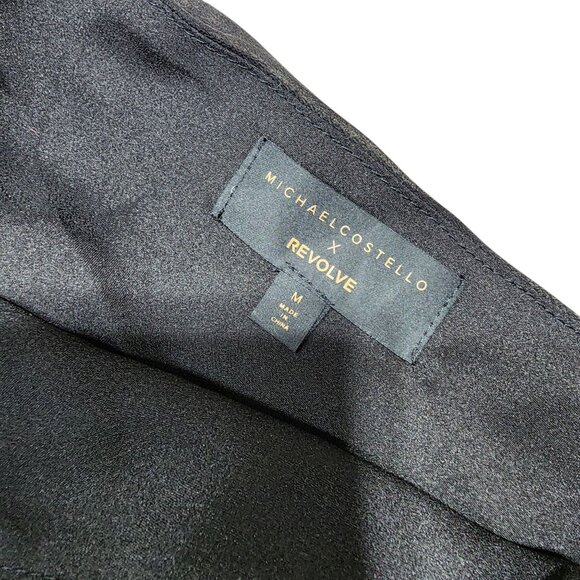 Michael Costello X‎ Revolve Black One-Shoulder Long Sleeve Ruffle Mini Dress M - Picture 4 of 9